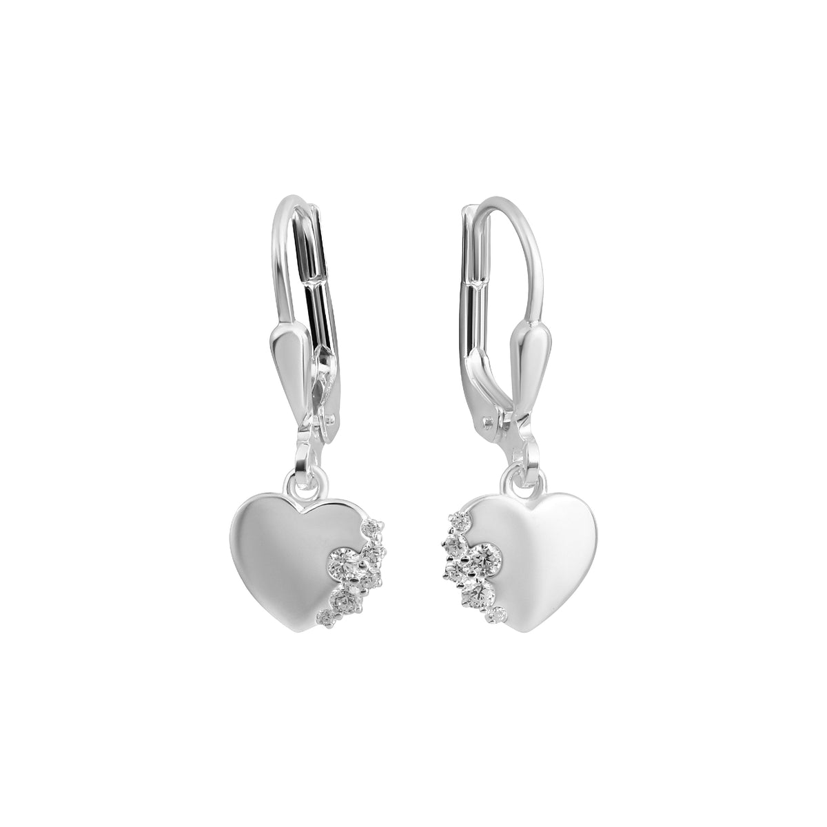 Boucles d'oreilles femme argent rhodié cœur zirconia