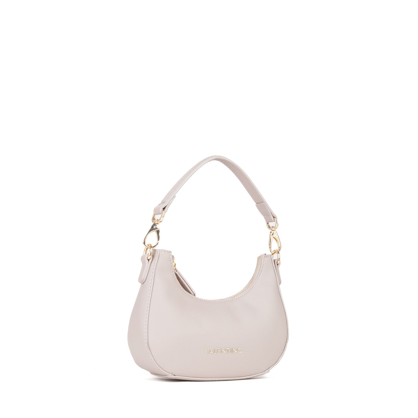 Sac bandoulière femme demi-lune beige doré élégant
