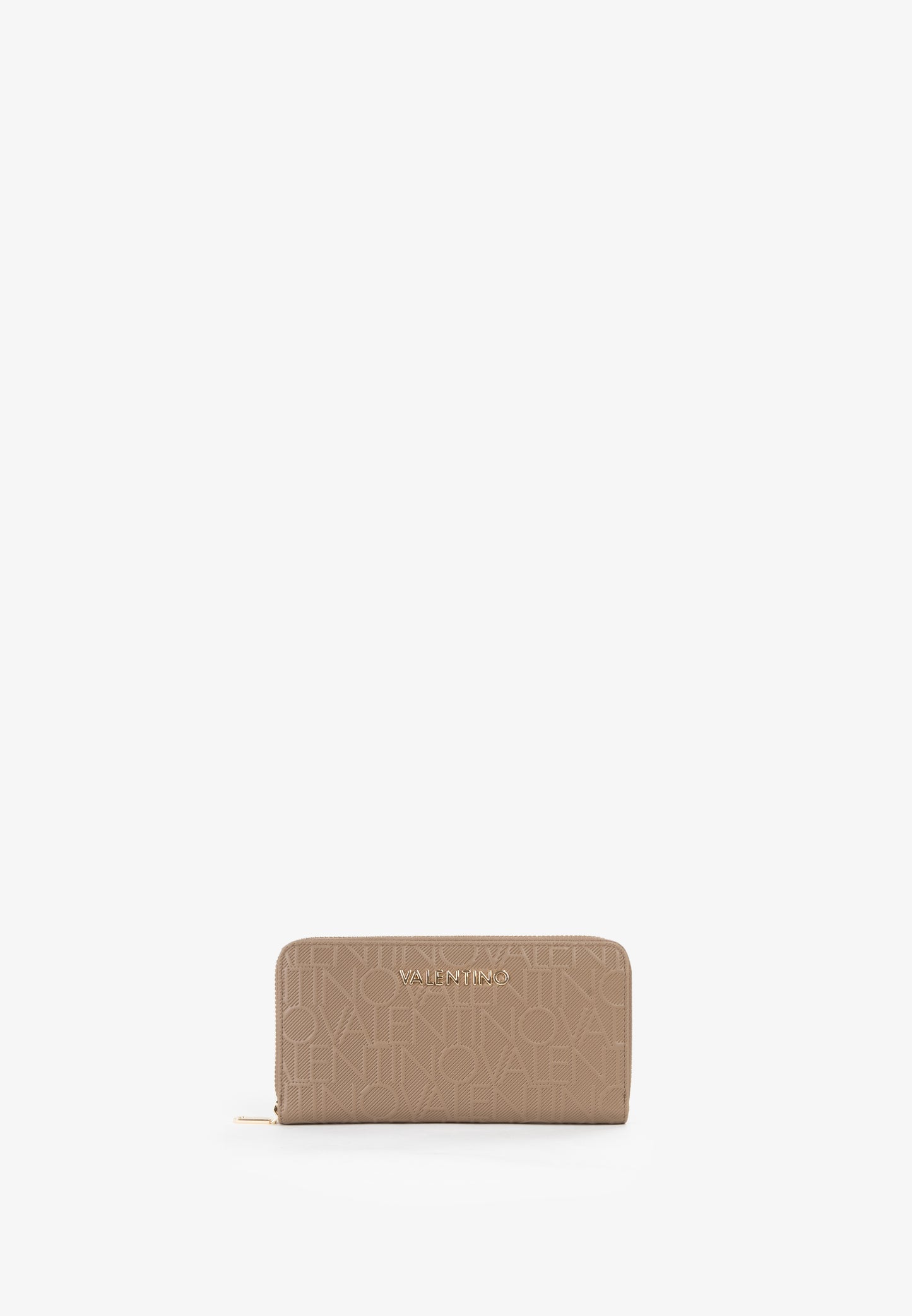 Portefeuille femme beige monogramme zippé zip-around