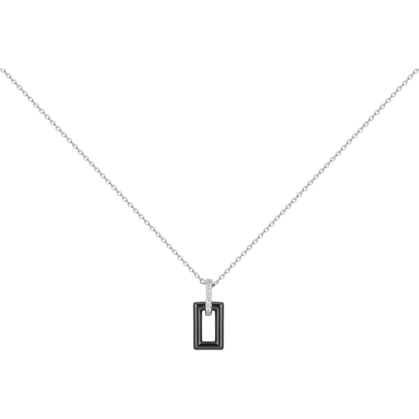COLLIER ARGENT - CERAMQIUE NOIRE - ZIRCONIA