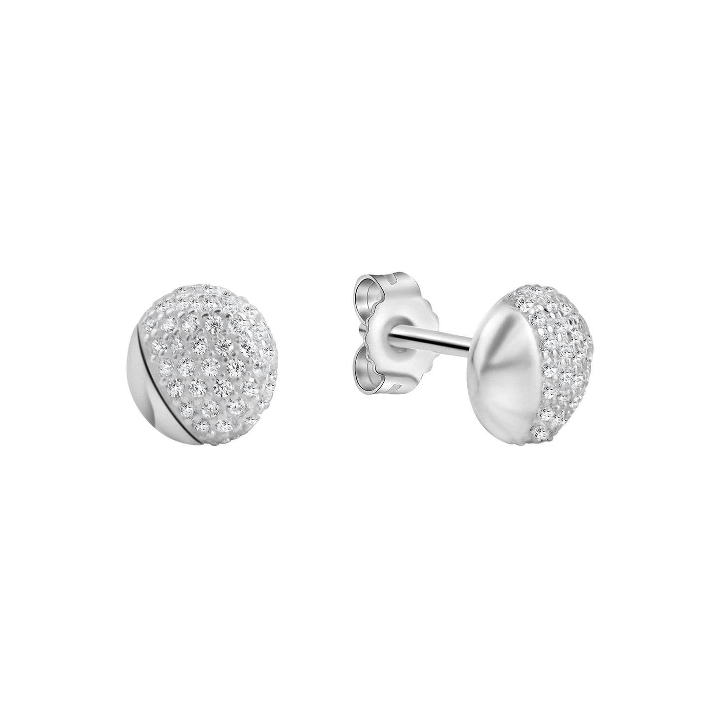 Clou d'oreille femme argent rhodié pavé zirconia