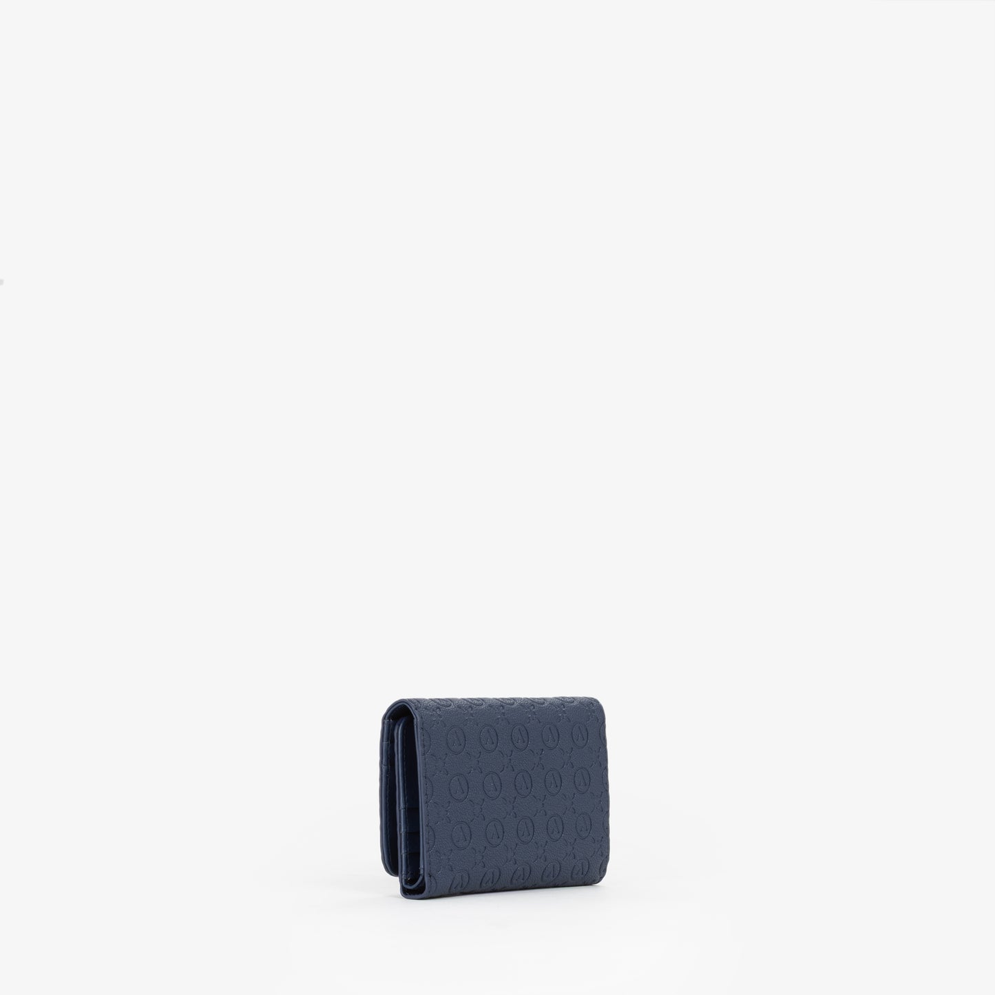 Portefeuille femme bleu marine motif monogramme embossé