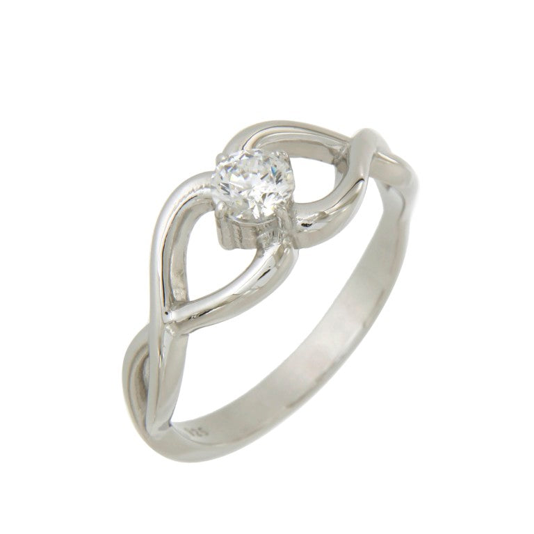 BAGUE ARGENT RHODIE - ZIRCONIA