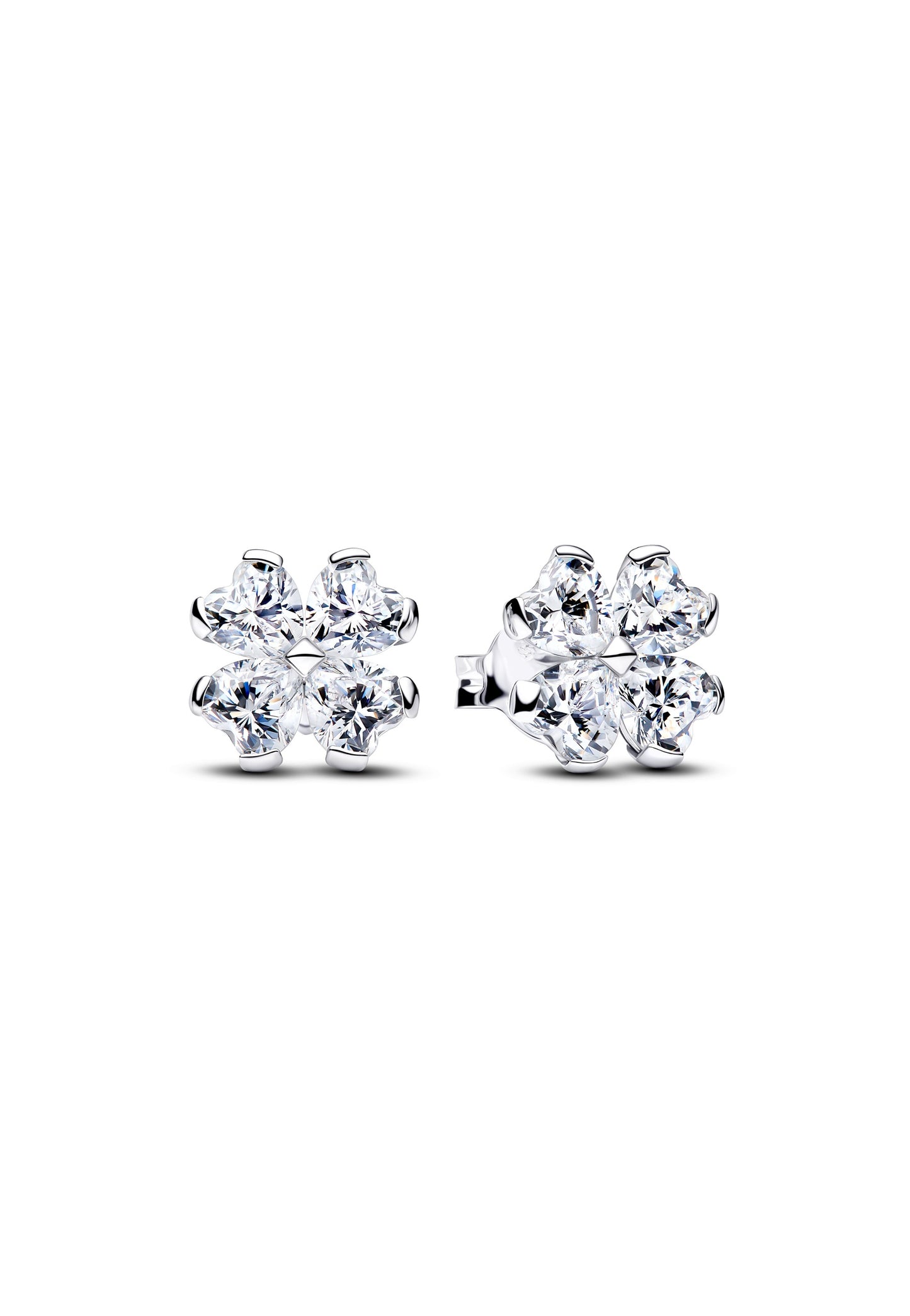 Boucles d'oreilles clous trèfle porte-bonheur scintillantes
