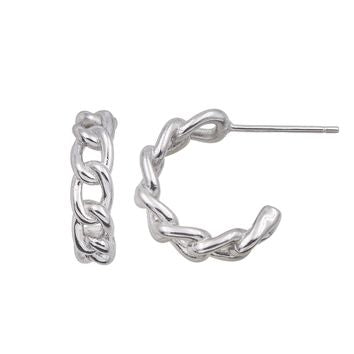 Créoles femme argent 925 rhodié maille gourmette