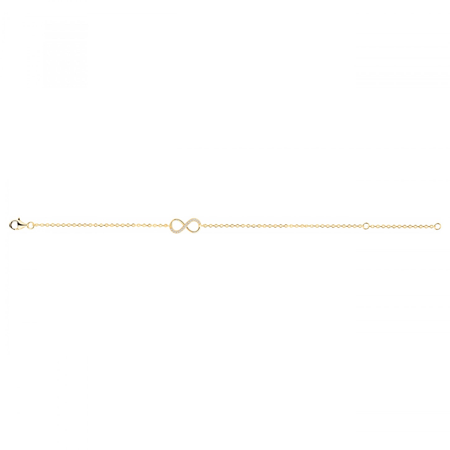 Bracelet femme plaqué or jaune infini zirconia 16 cm