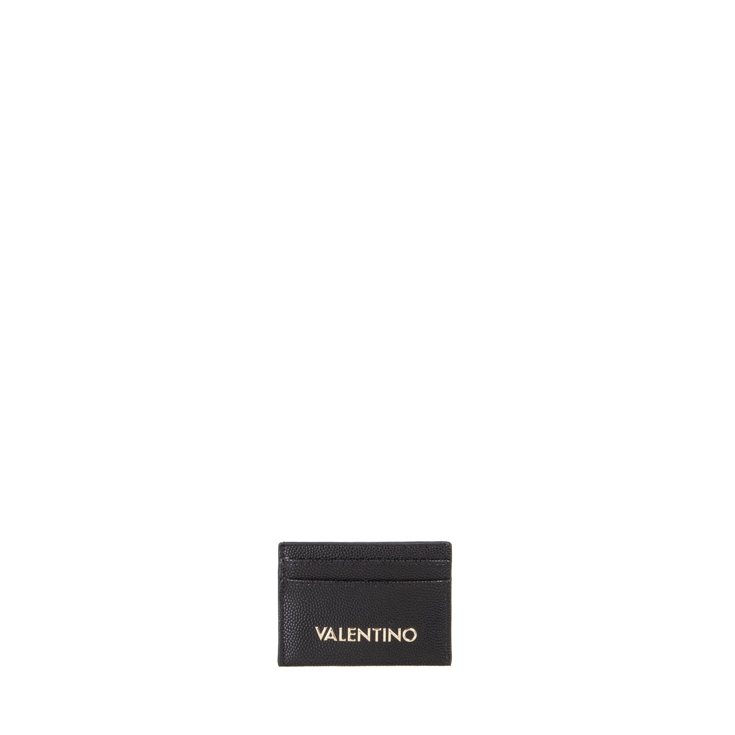 Porte-carte femme cuir grainé noir logo doré élégant