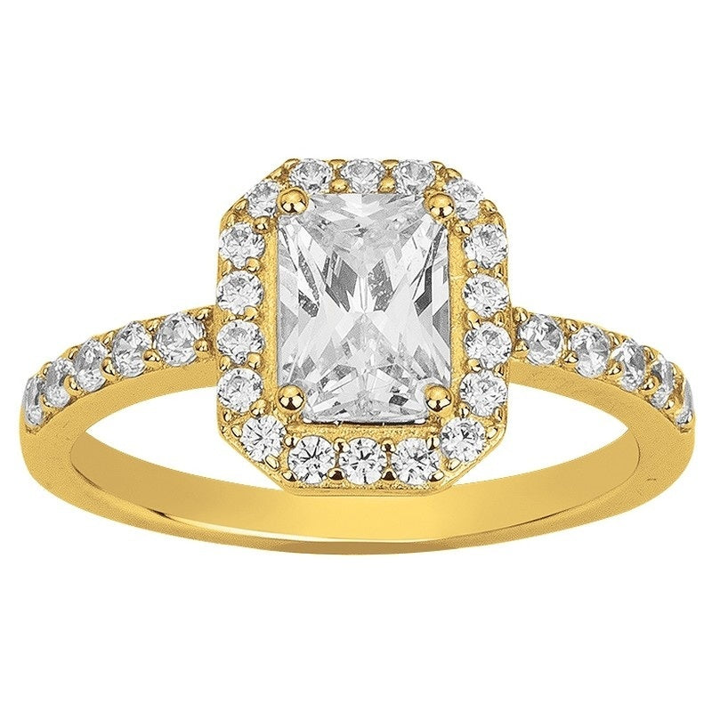 BAGUE PLAQUE OR - ZIRCONIA