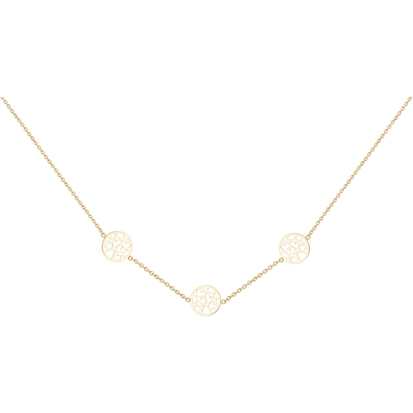 Collier femme acier doré 3 médailles arbre de vie