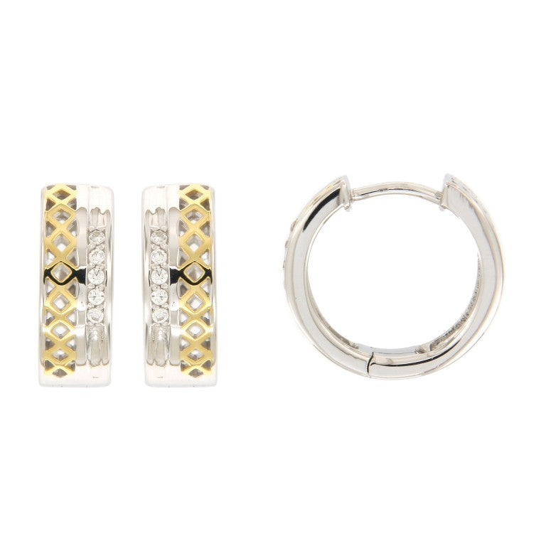 CREOLES ARGENT RHODIE - BICOLORE - ZIRCONIA