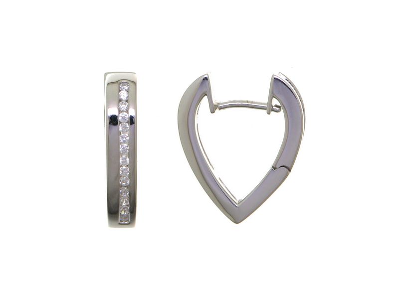 Créoles femme argent rhodié forme chevron zirconia