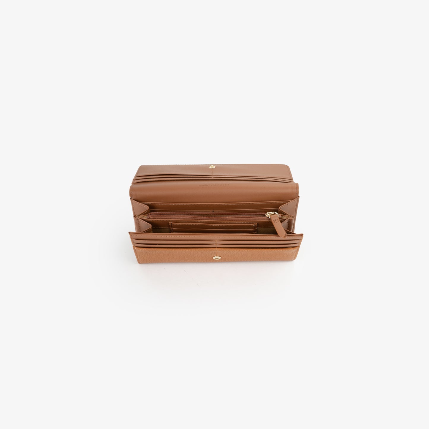 Portefeuille femme cuir grainé camel grand format