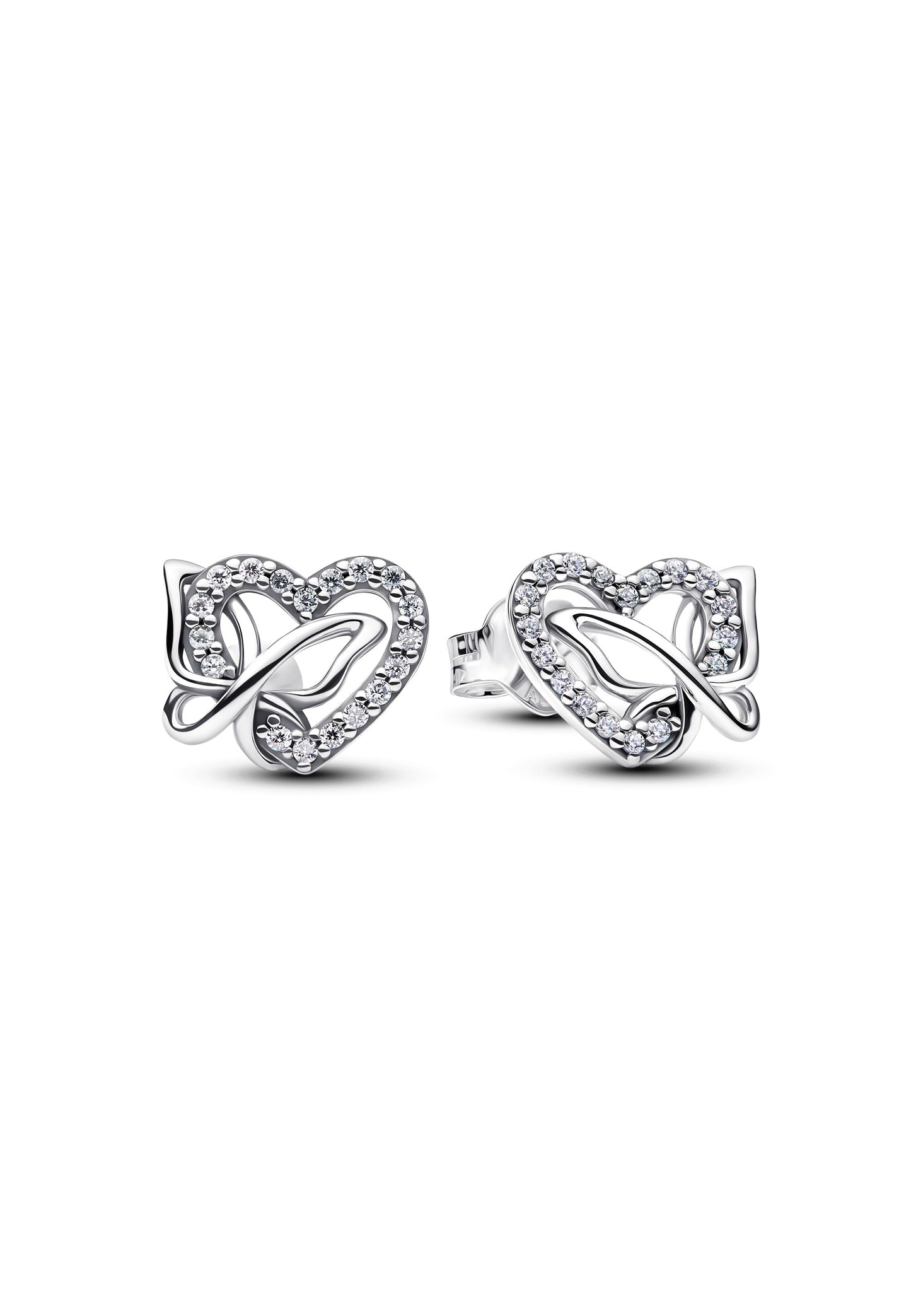 Boucles d'oreilles puces Cœur et Papillon entrelacés