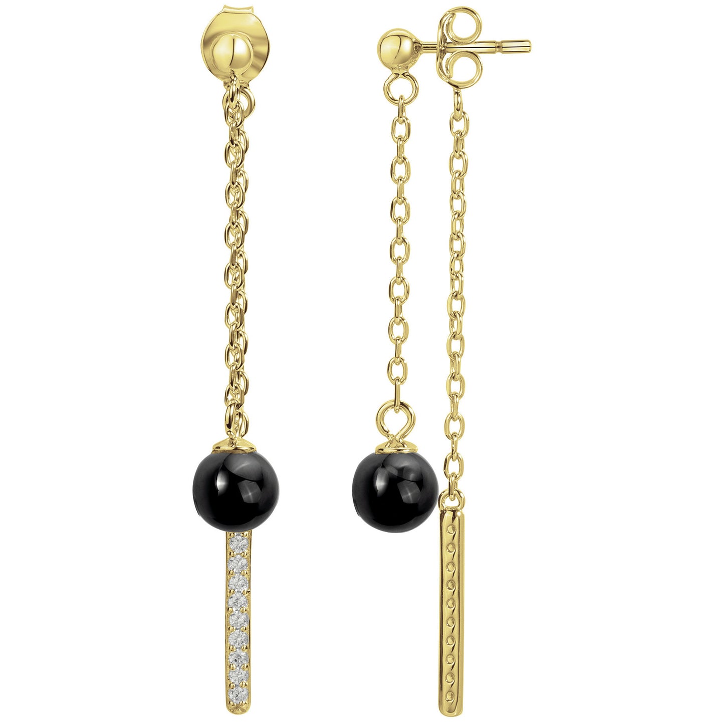 BOUCLES D'OREILLES PLAQUE - CERAMQIUE NOIRE - ZIRCONIA