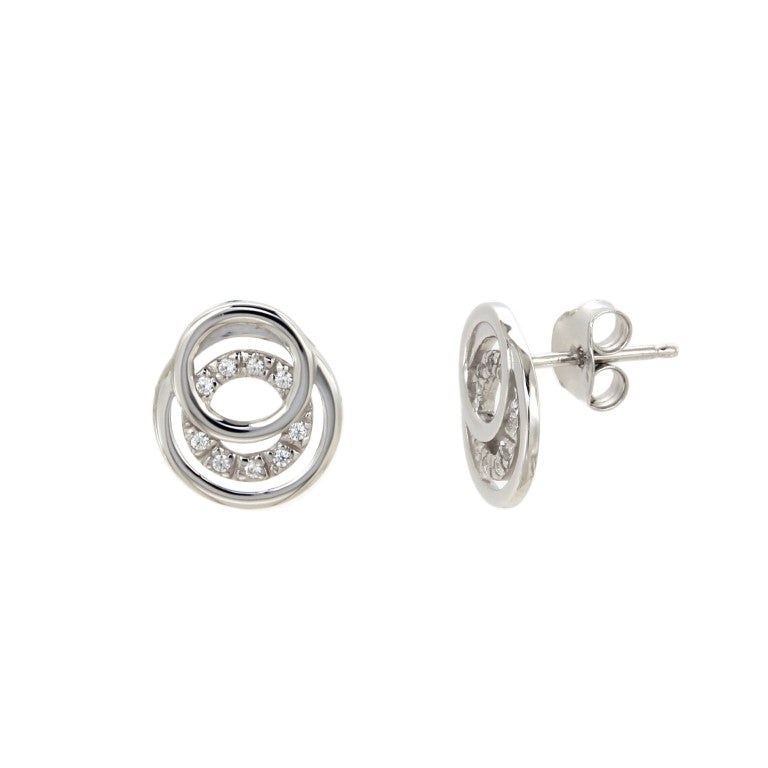 BOUCLES D'OREILLES ARGENT RHODIE - ZIRCONIA