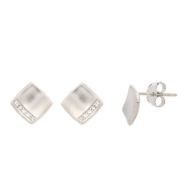 BOUCLES D'OREILLES ARGENT RHODIE - CARRE - ZIRCONIA