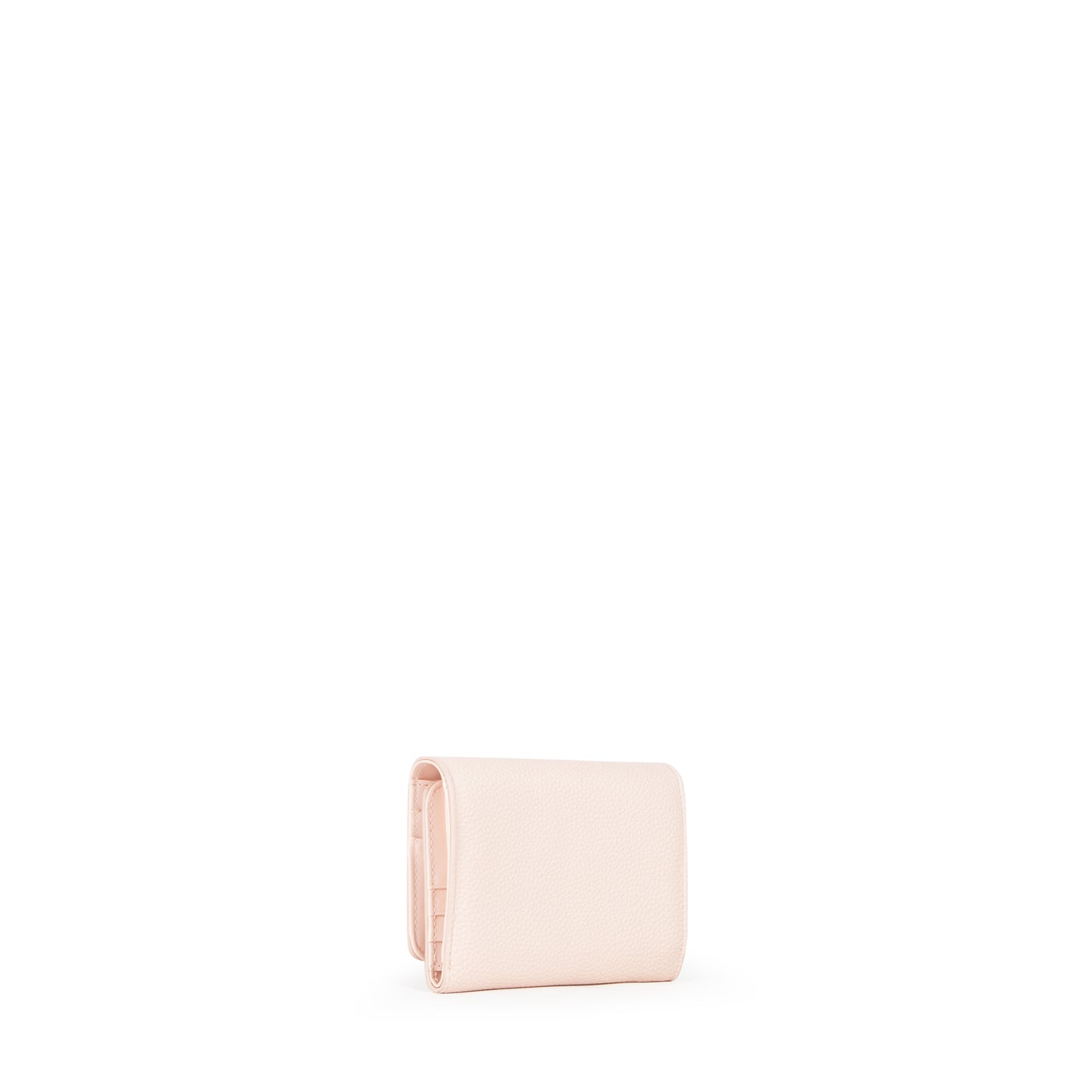 Portefeuille femme compact rose poudré fermoir à rabat