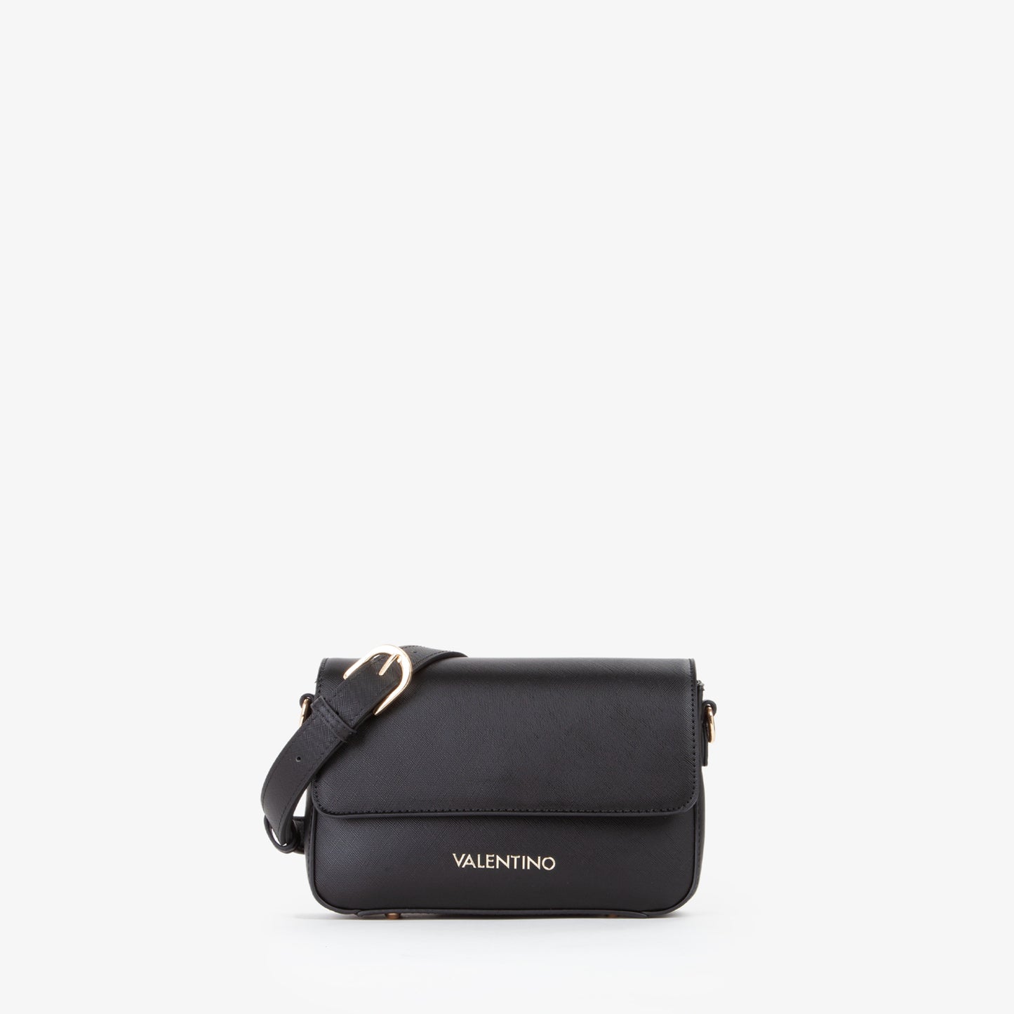 Sac bandoulière femme noir simili cuir boucle dorée