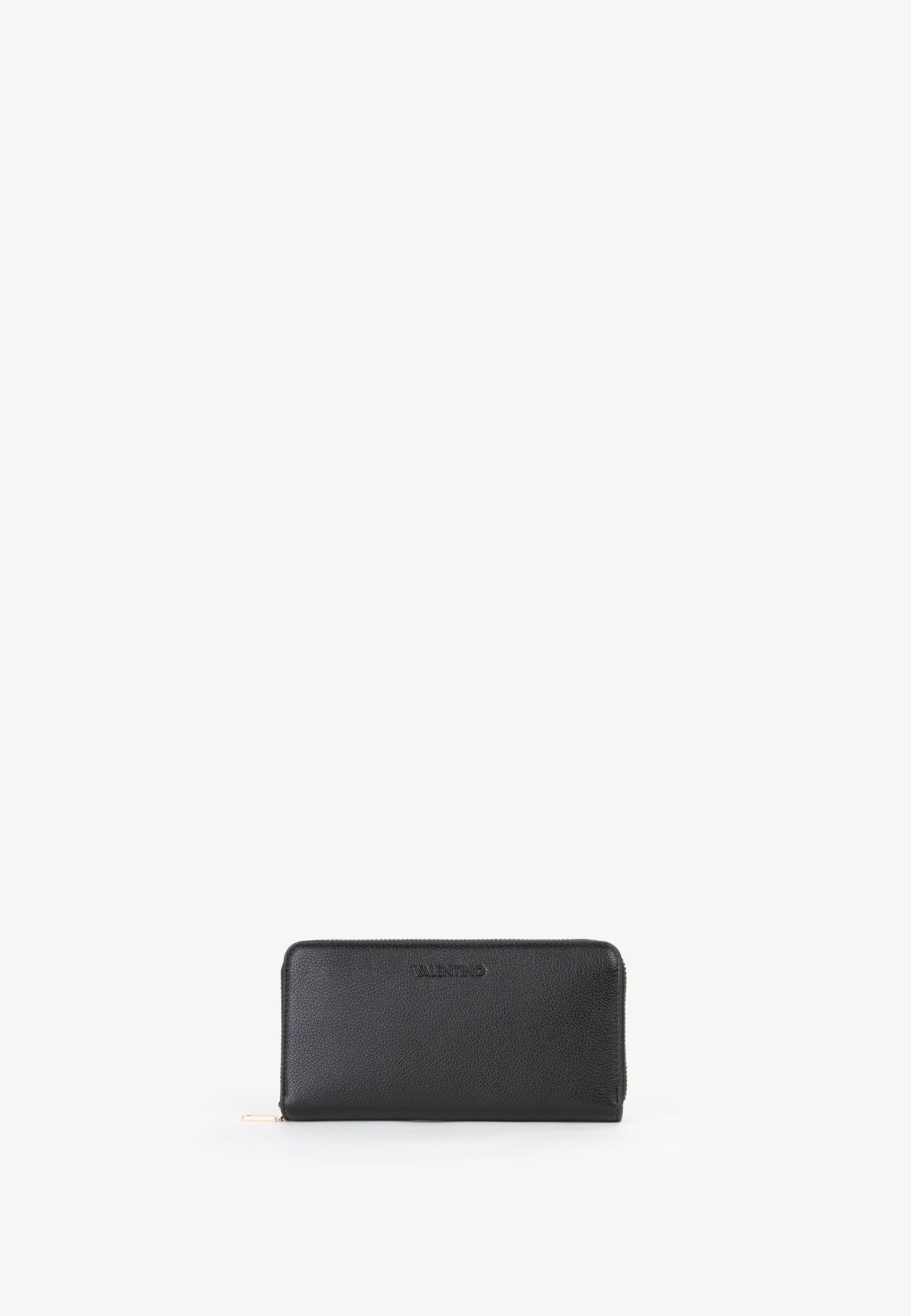 Portefeuille femme zippé cuir grainé noir compact