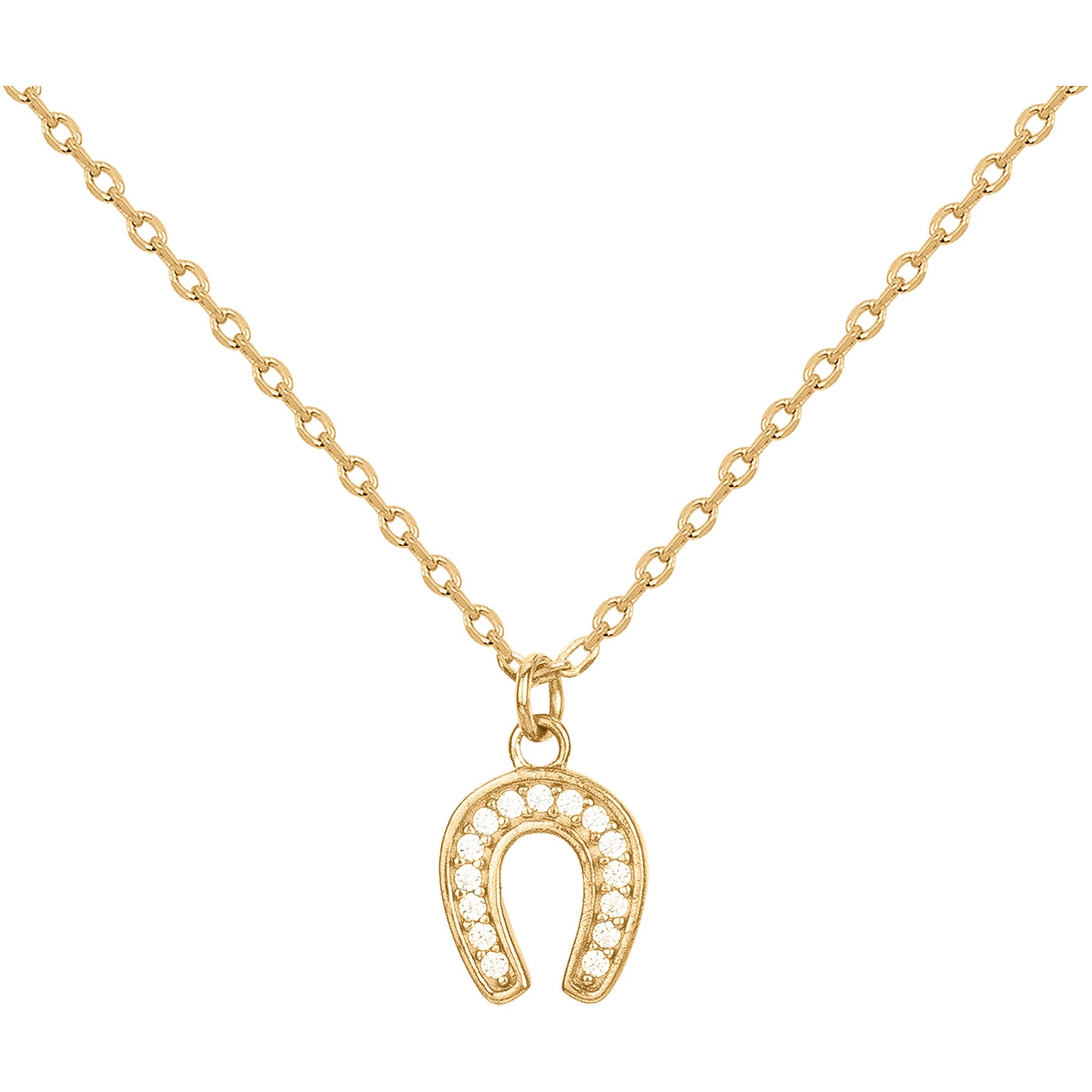 Collier femme plaqué or fer à cheval zirconia 38cm