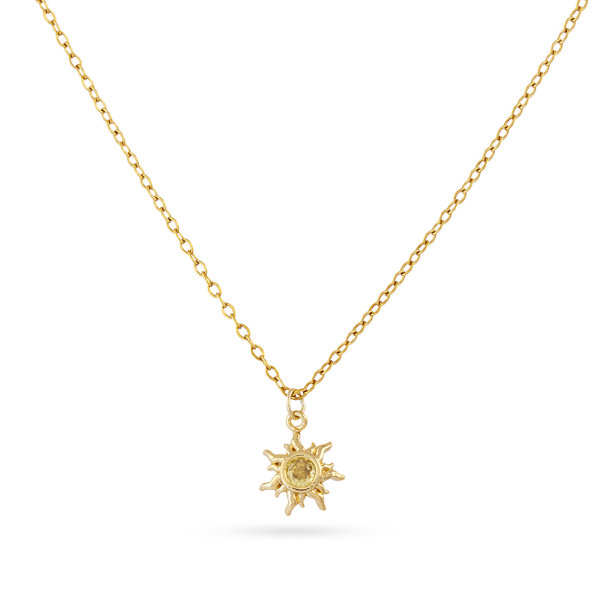 COLLIER - ACIER DORE - ZIRCONIA - SOLEIL
