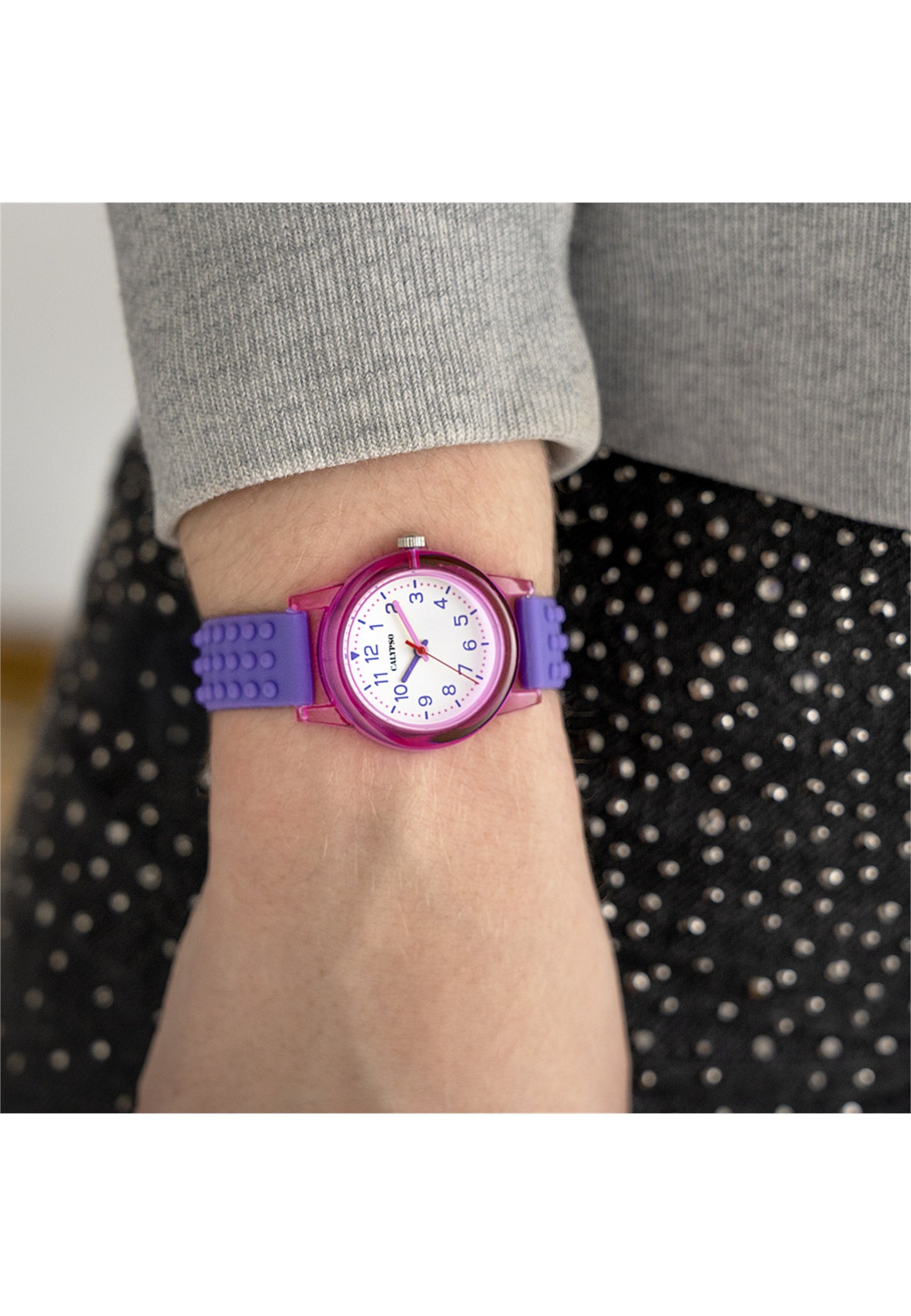 MONTRE VIOLET, BRACELET CAOUTCHOUC, FILLE