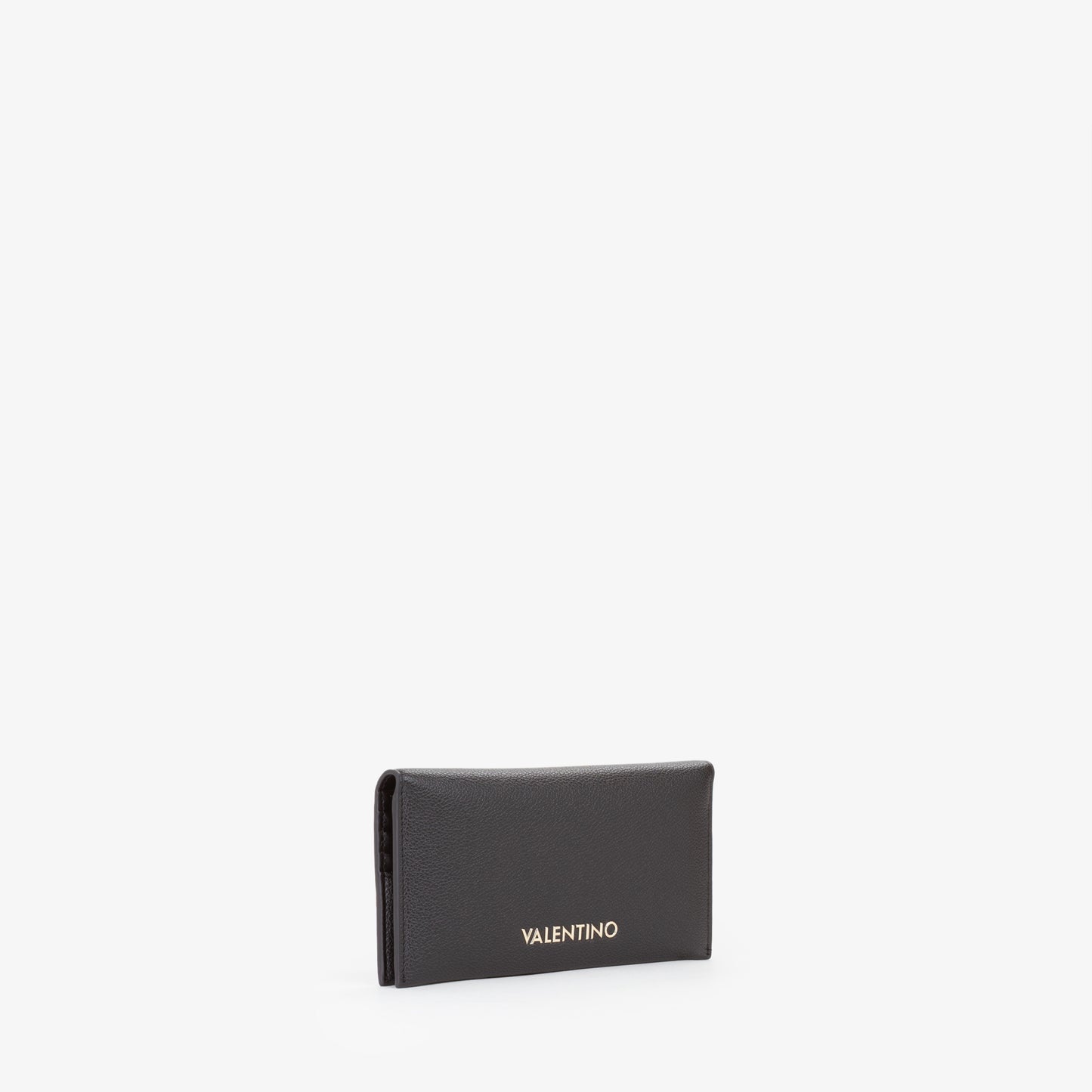 Portefeuille femme cuir grainé noir logo doré élégant