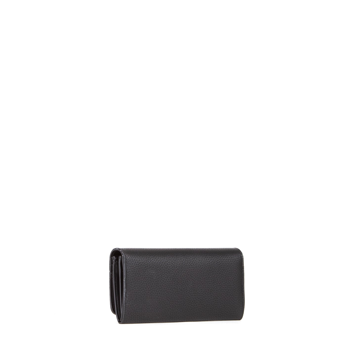 Portefeuille femme simili cuir grainé noir fermeture rabat