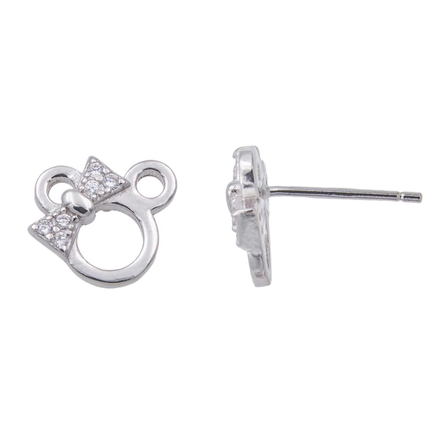 Clou d'oreille enfant argent 925 rhodié souris zirconia
