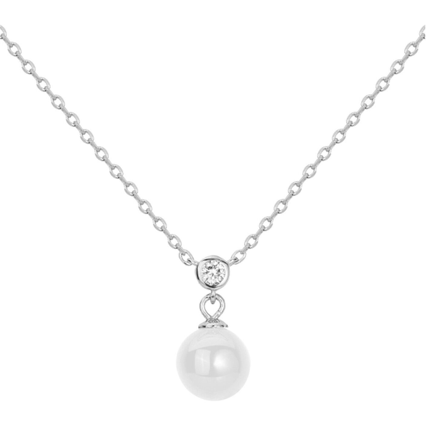 COLLIER ARGENT - CERAMQIUE BLANCHE - ZIRCONIA