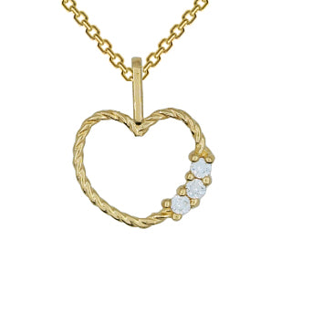 Collier femme or jaune 9 carats cœur tressé zirkonia