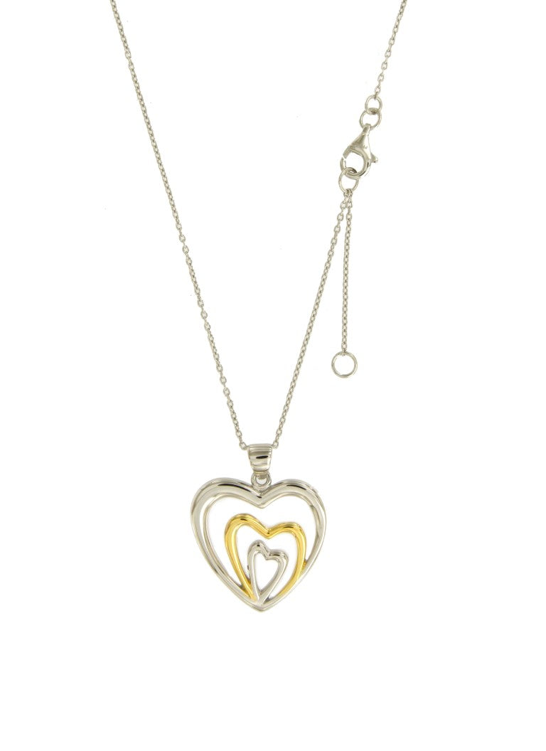 COLLIER ARGENT RHODIE - BICOLORE - COEUR