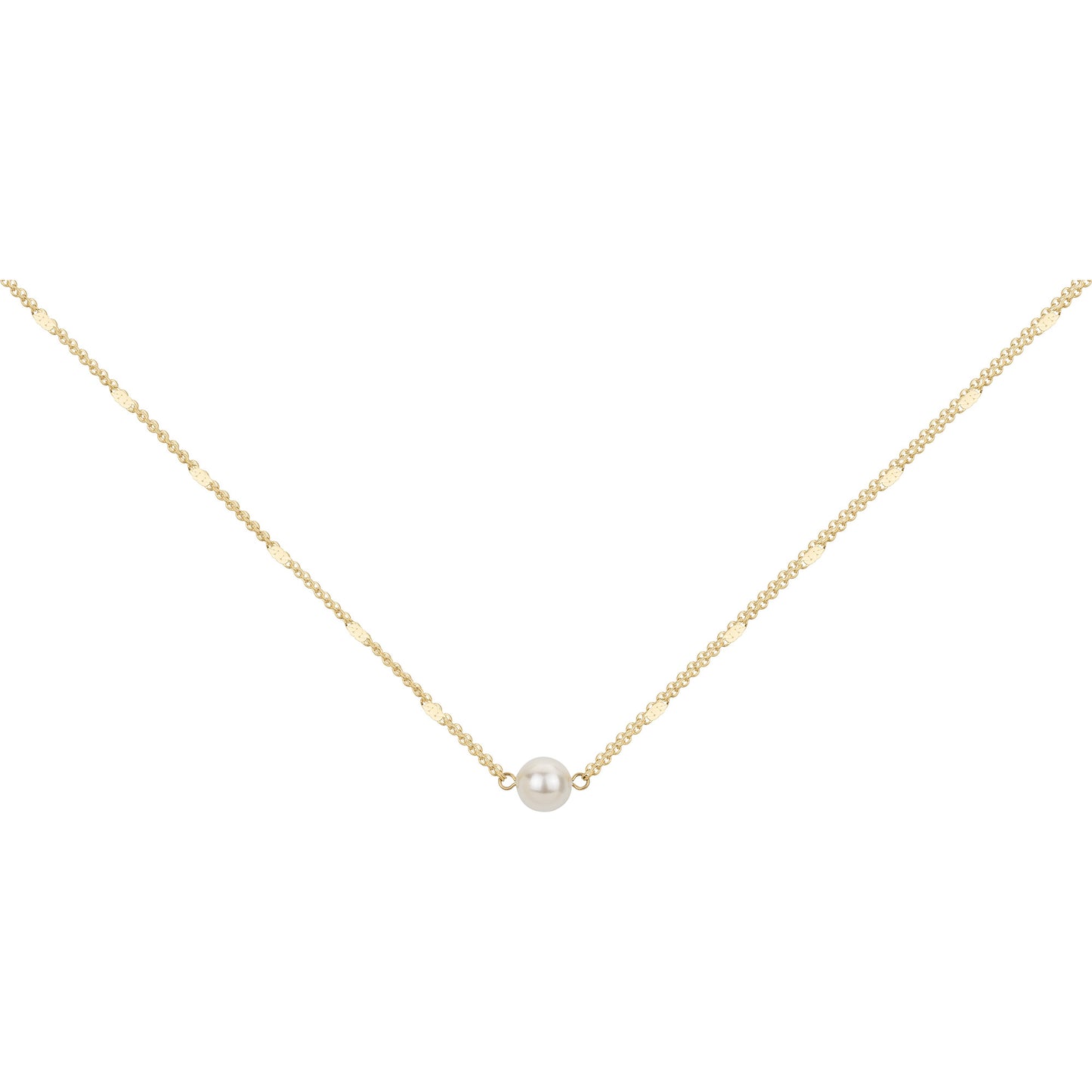 COLLIER - ACIER DORE - PERLE SYNTHETIQUE