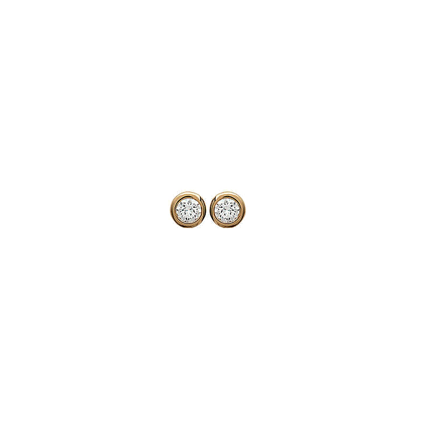 Boucles d'oreilles femme plaqué or zirconia rond