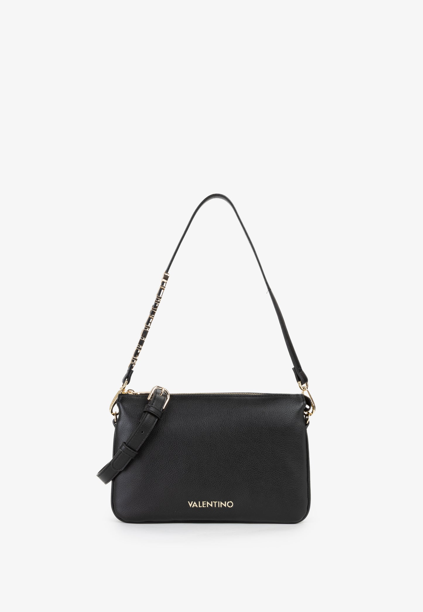 Sac bandoulière femme noir simili cuir détail doré