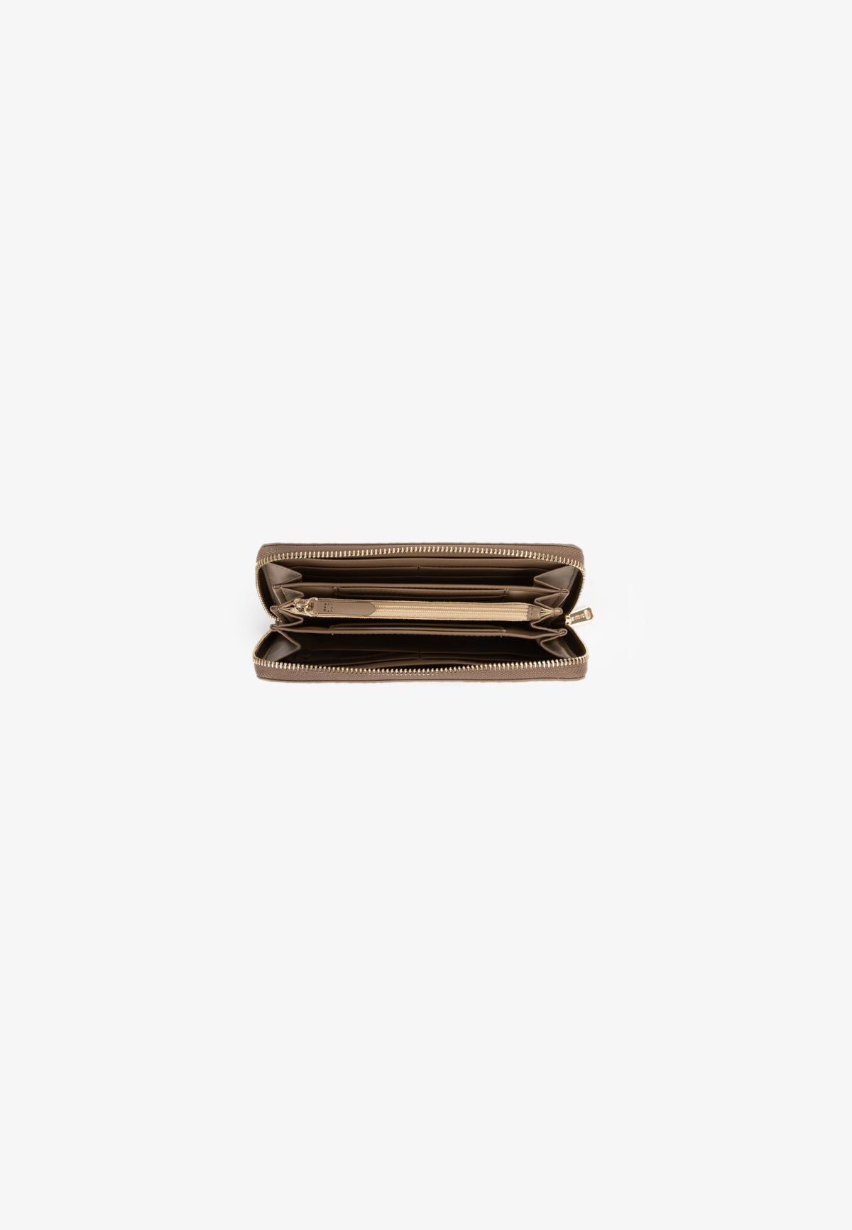 Portefeuille femme beige monogramme zippé zip-around