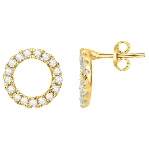 Clous d'oreilles femme plaqué or jaune cercle zirconia