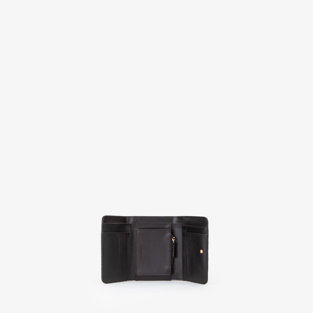 Portefeuille femme noir monogramme embossé compact