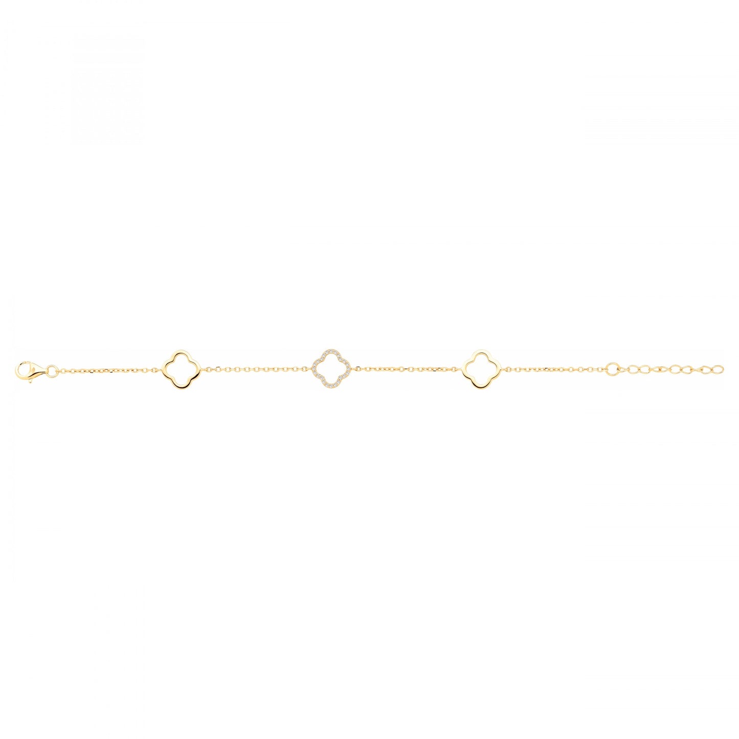 Bracelet femme plaqué or jaune trèfle zirconia