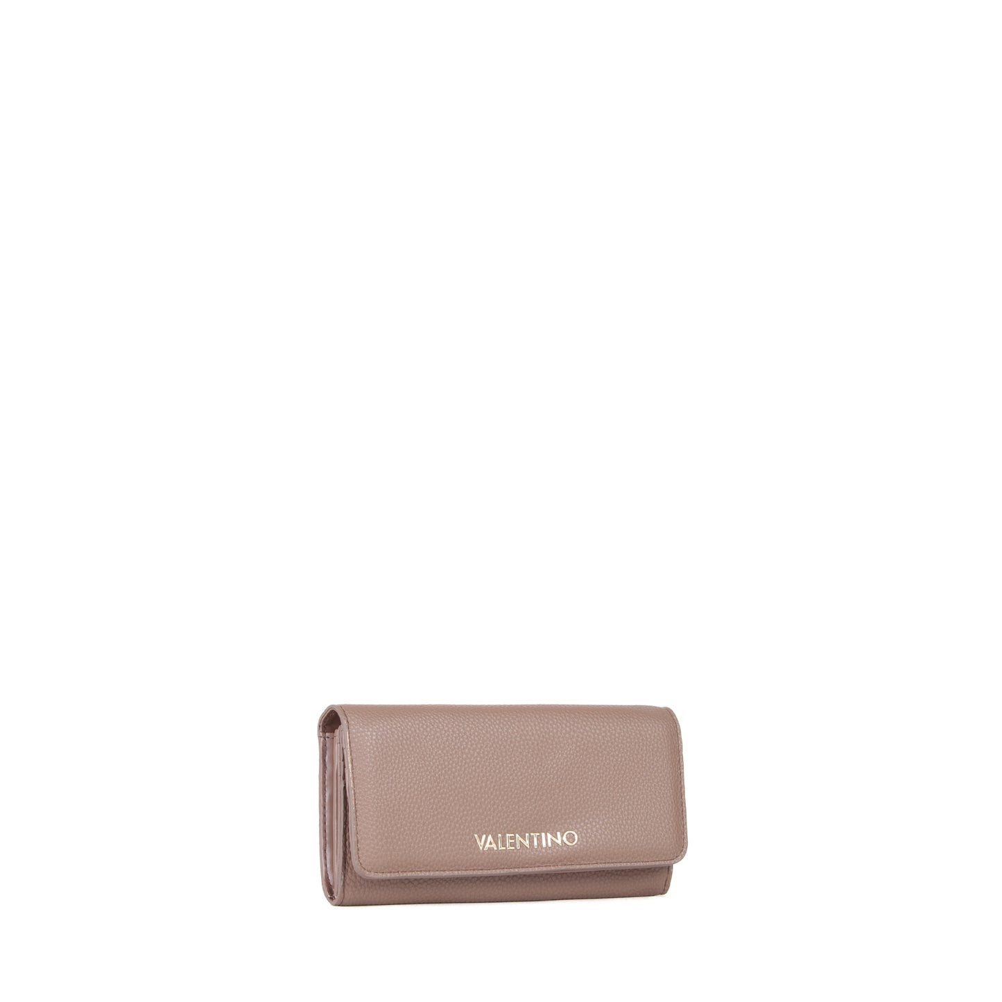 Portefeuille femme grainé taupe fermoir rabat
