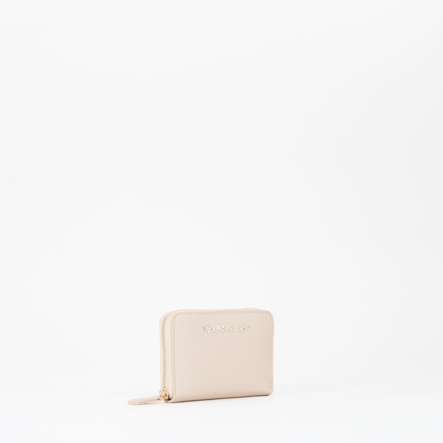 Portemonnaie femme zippé écru grain fin doré
