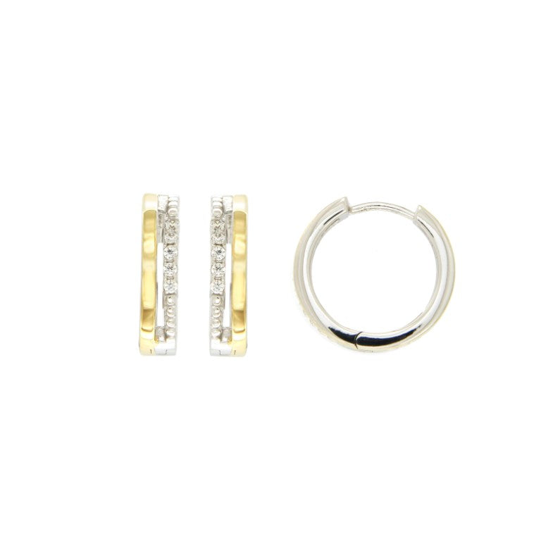 CREOLES ARGENT RHODIE - BICOLORE - ZIRCONIA