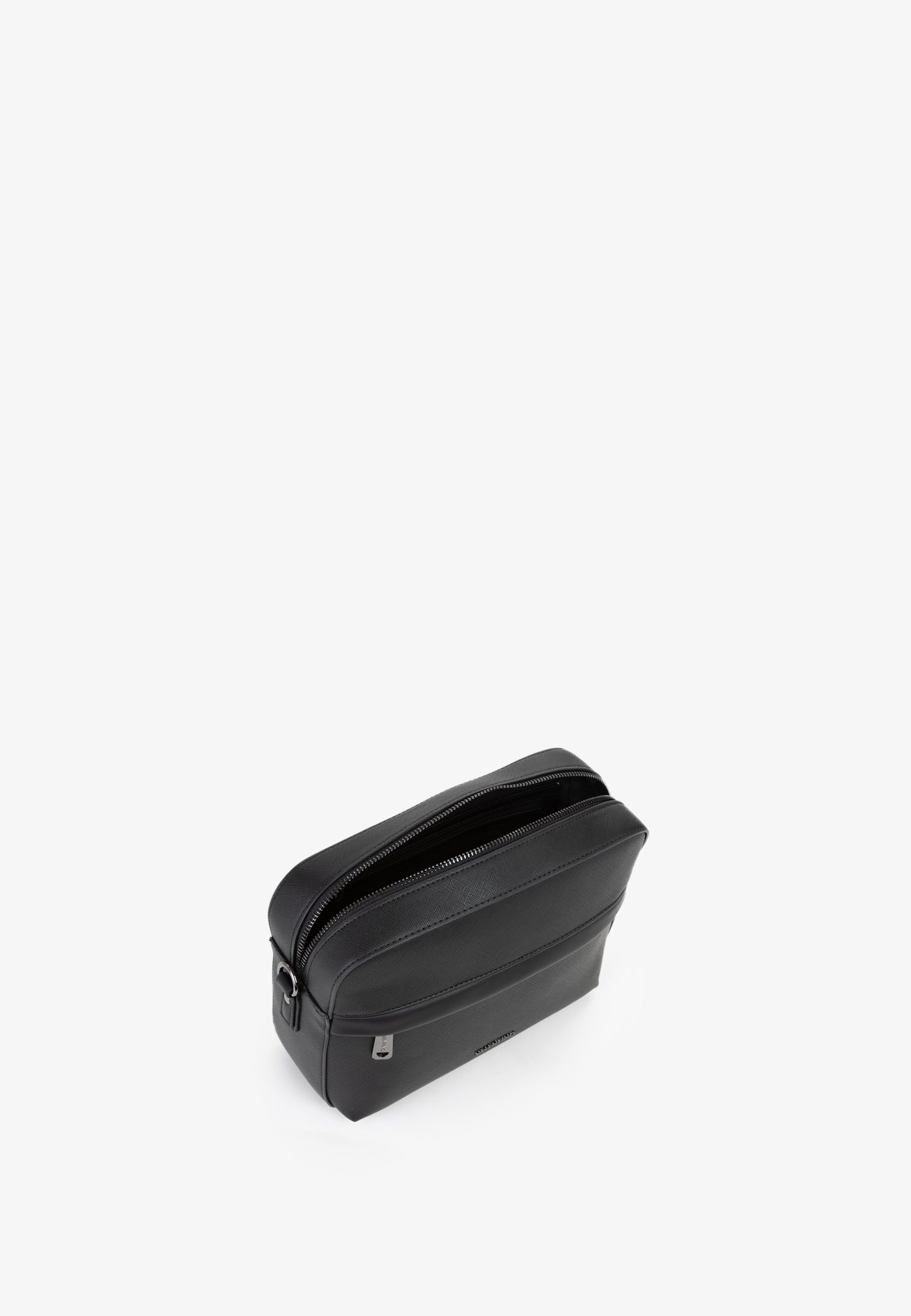 Sac bandoulière homme noir similicuir zip avant