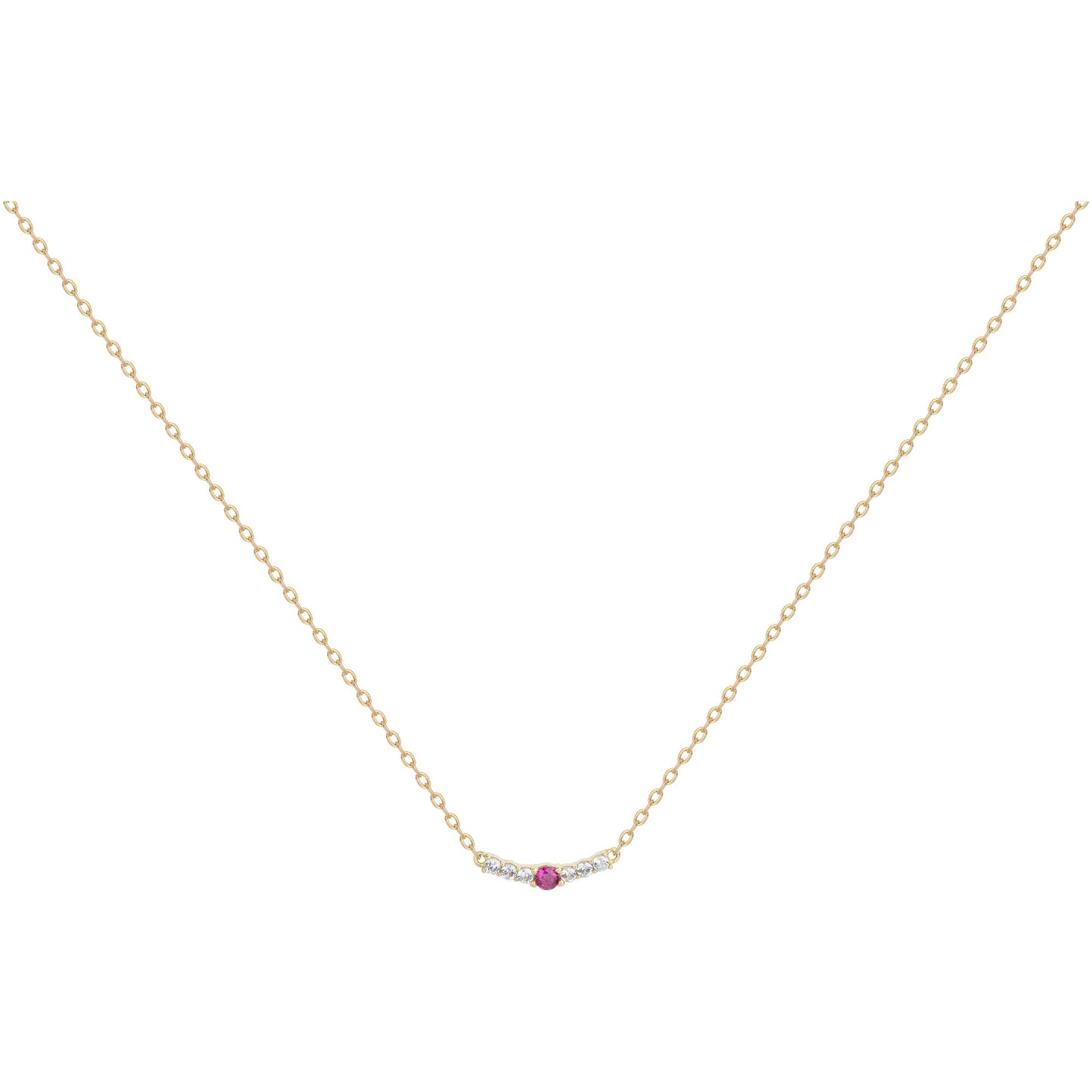 Collier femme plaqué or zirconia blanc et rubis 42 cm