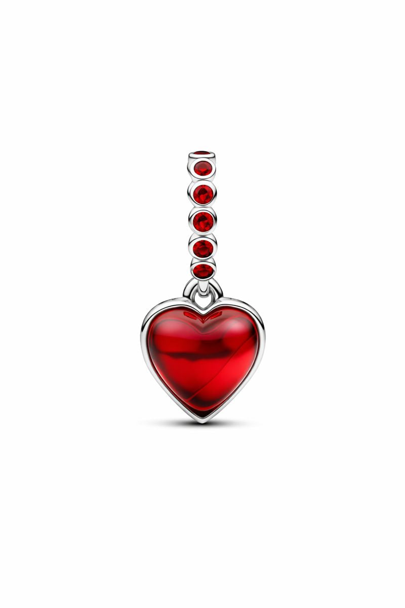 Breloque double pendentif en forme de cœur en verre de Murano rouge