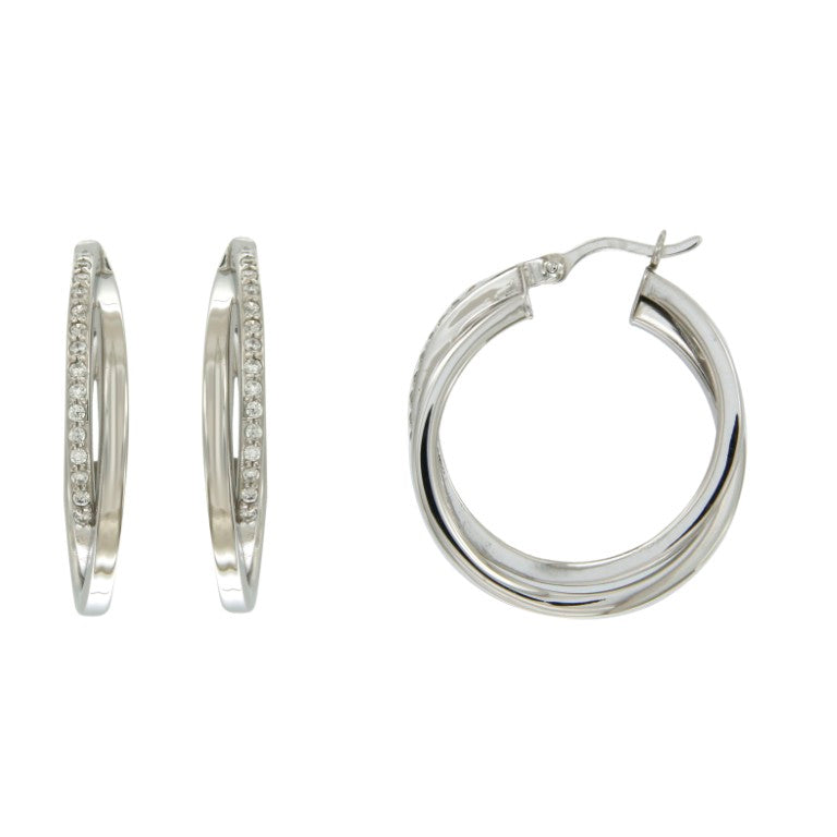 CREOLES ARGENT RHODIE - ZIRCONIA