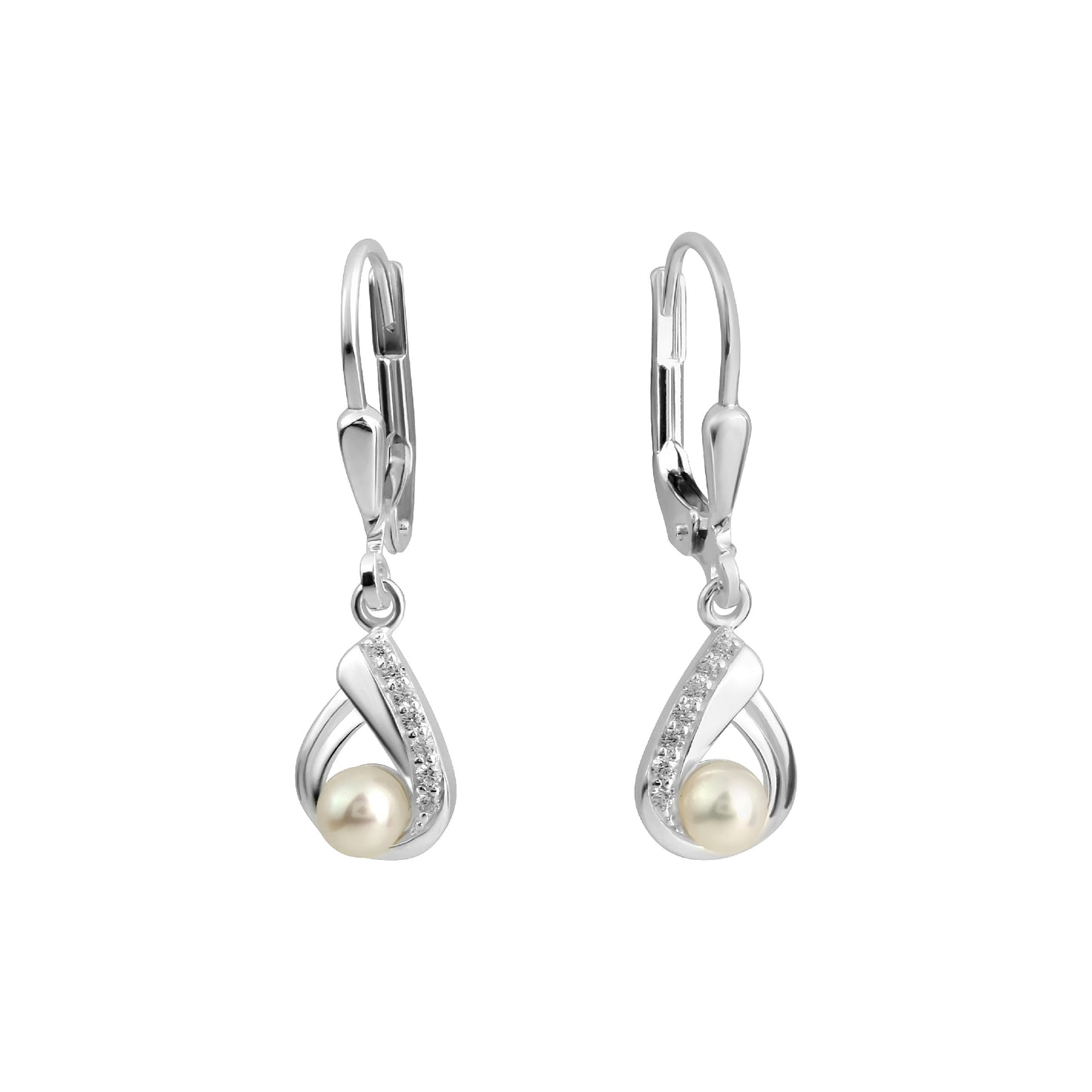 Boucles d'oreilles femme argent rhodié perle d'eau douce pendante