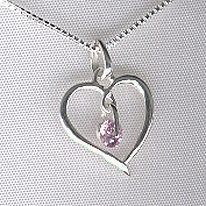 Collier femme argent 925 pendentif cœur zircon rose