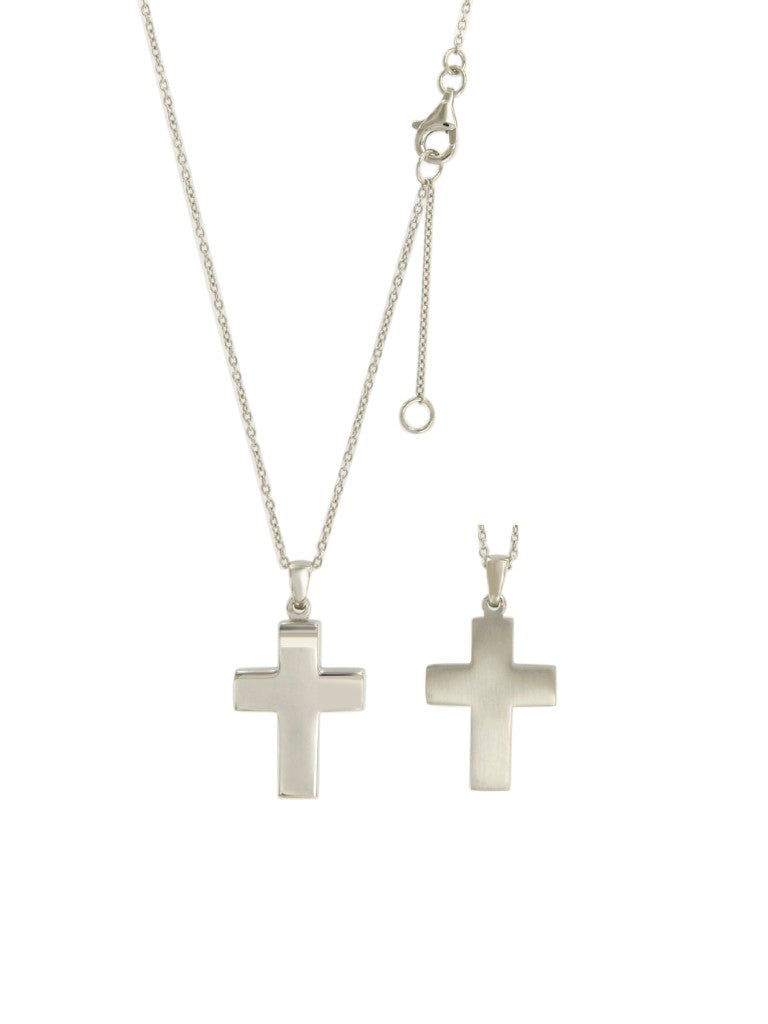 Collier femme argent rhodié pendentif croix 42cm