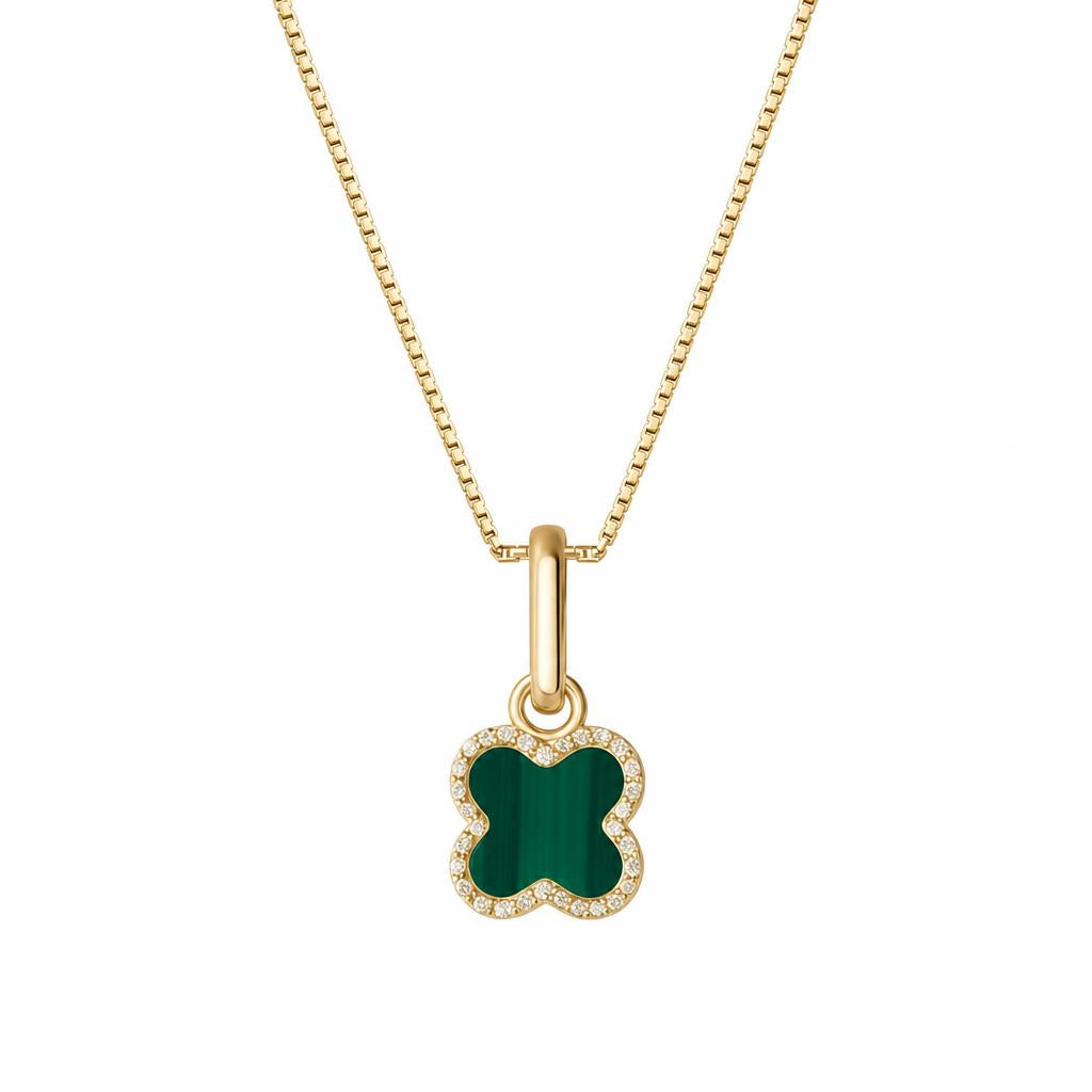 COLLIER OR 9 CARATS - MALACHITE - 40+2 CM